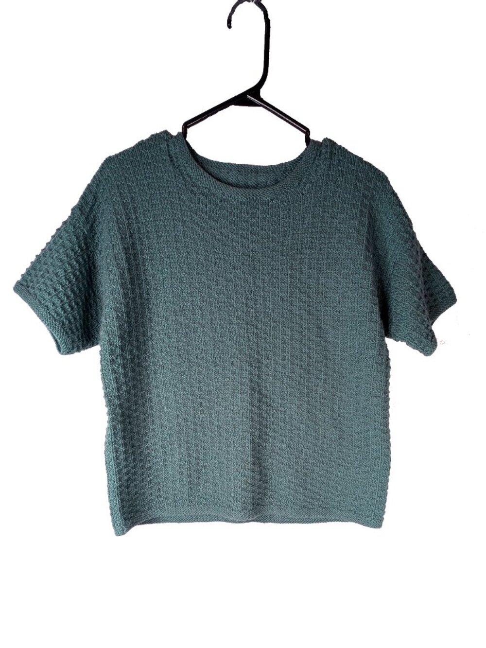 Blue Green knit short sleeve sweater Size Large